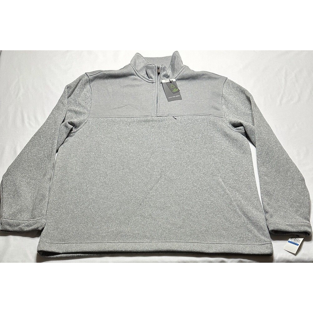 Van Heusen Monument Gray 1/4 Zip Long Sleeve Shirt Mens Size XL Casual NWT New